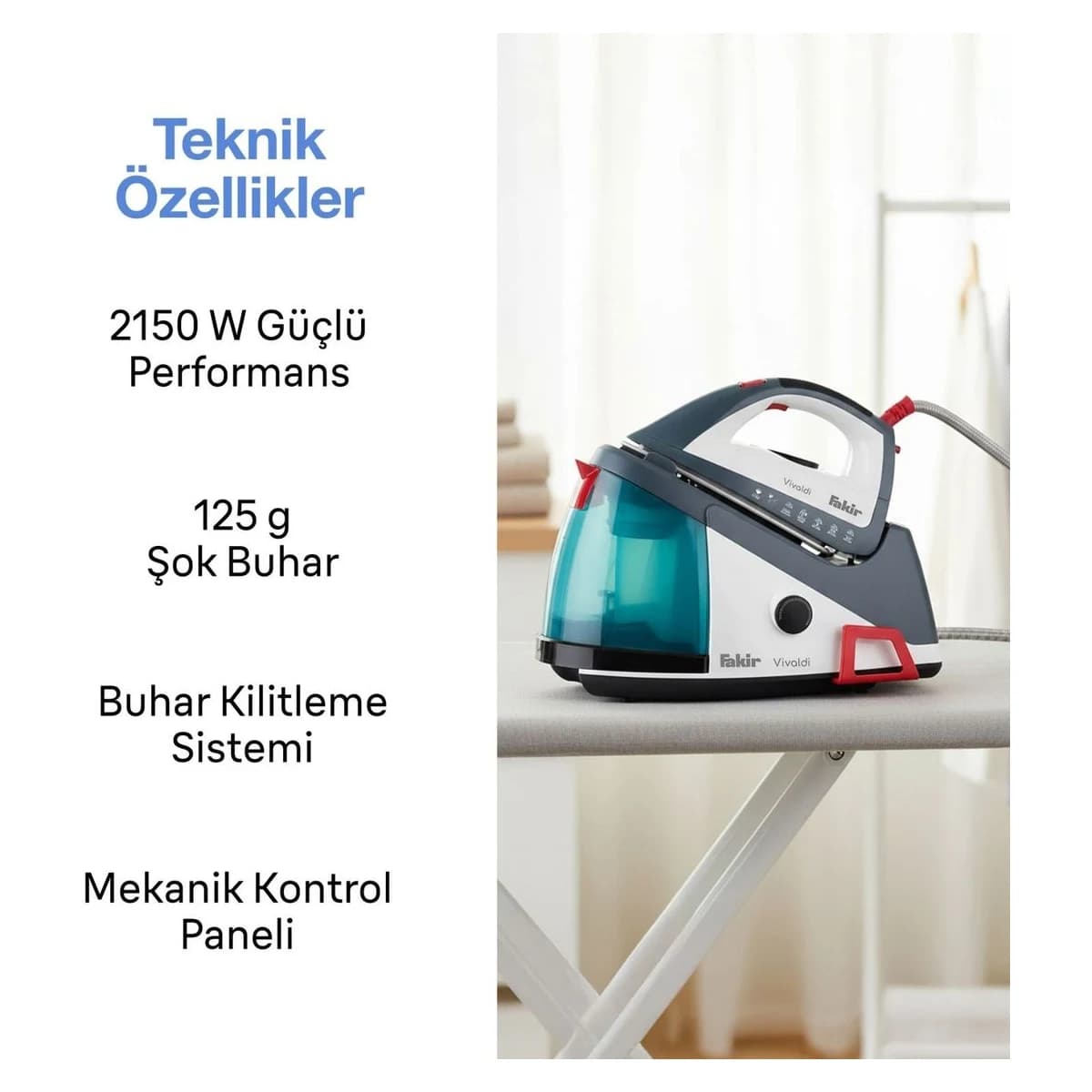 Fakir Vivaldi Buhar Kazanlı Ütü görsel 3