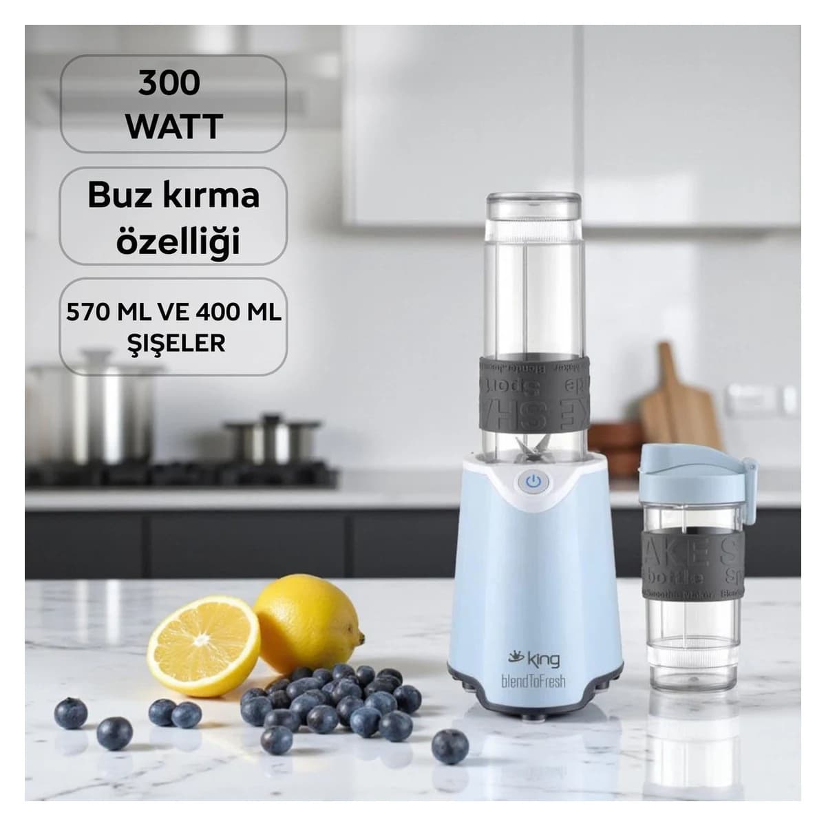 King K485 BlendToFresh Kişisel Blender Mavi görsel 3
